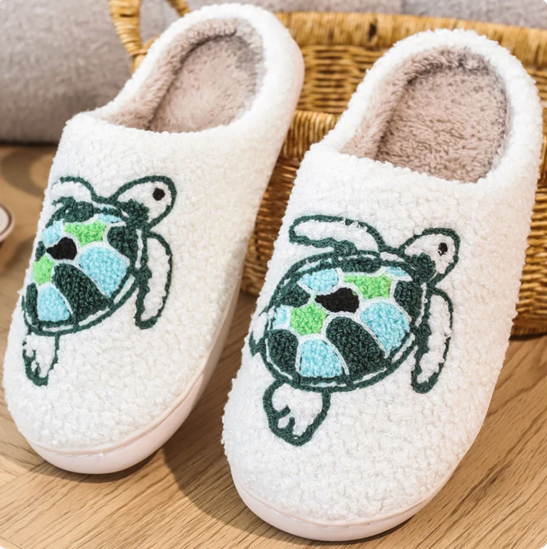 Soft-Stitched Turtle Slippers
